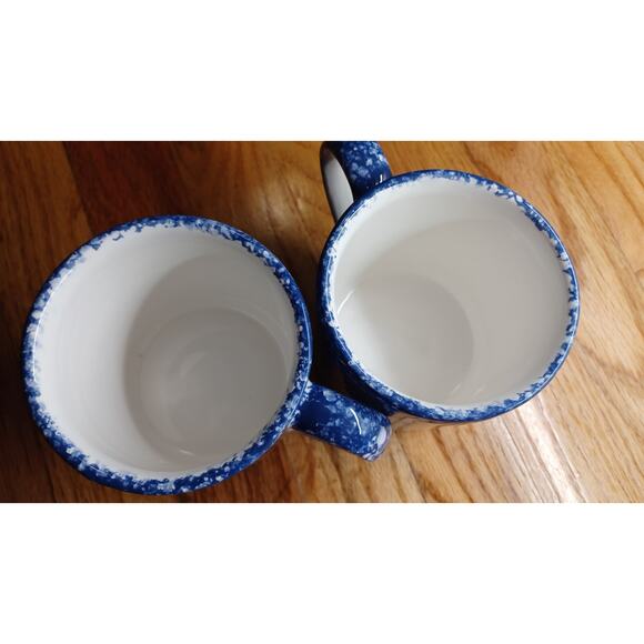 Snowman Teapot and 2 Snowman Mugs Blue Ceramic Christmas Winter - Picture 9 of 16